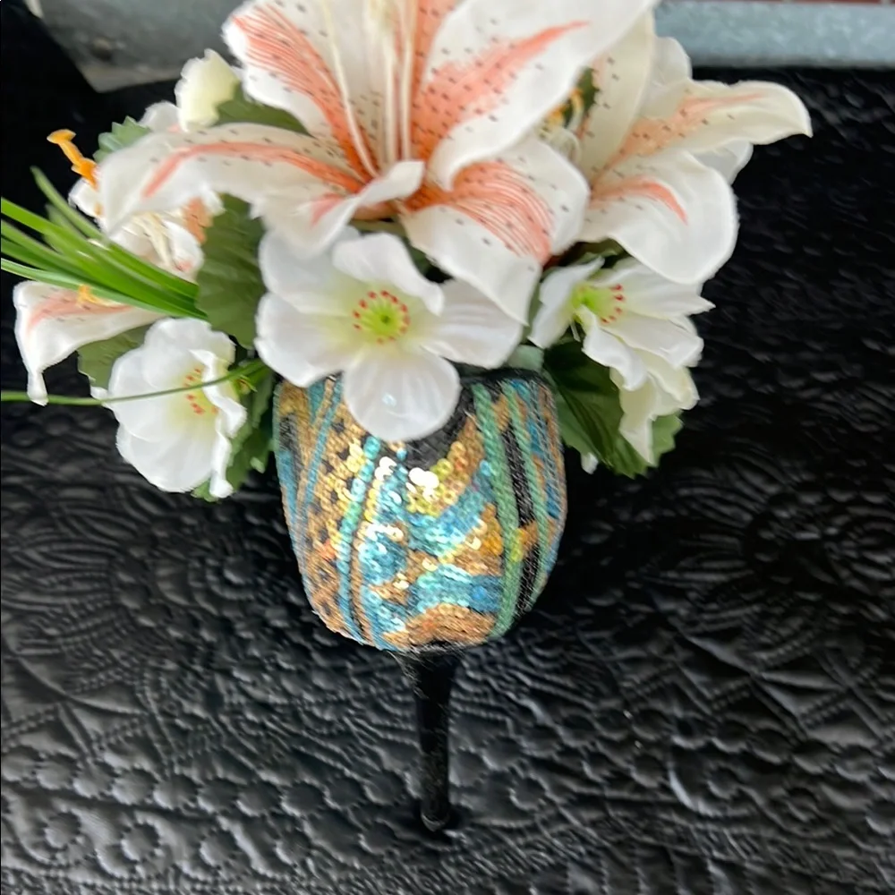 Floral Arrangement in Sequin Stiletto Heel